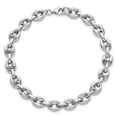 Sterling Silver Rhodium-plated Polished 7mm Puffed Mariner Link 7.75 inch Bracelet QG6919-7.75