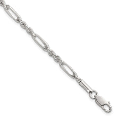 Sterling Silver Polished 4.0mm Figaro Rope 7.5 Inch Bracelet QG6925-7.5