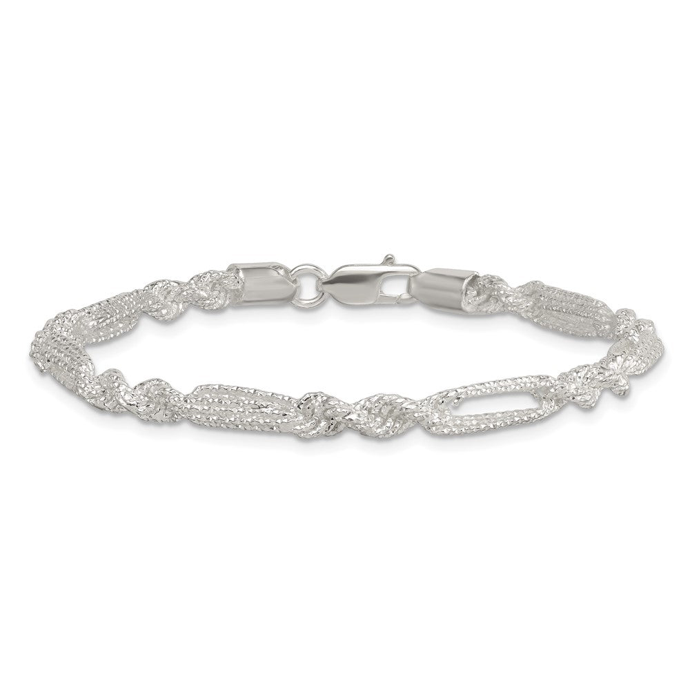 Sterling Silver Polished Textured 4.5mm Figaro Rope 7.5 inch Bracelet QG6926-7.5