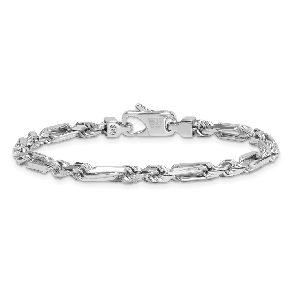 Sterling Silver Rhodium-plated Polished 4.75mm Figaro Rope Chain 8 inch Bracelet QG6928-8