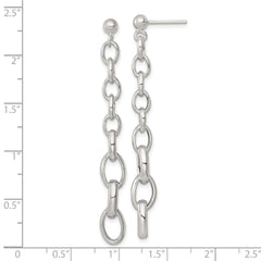 QG6935E Sterling Silver Polished Graduated Cable Link Post Dangle Earrings