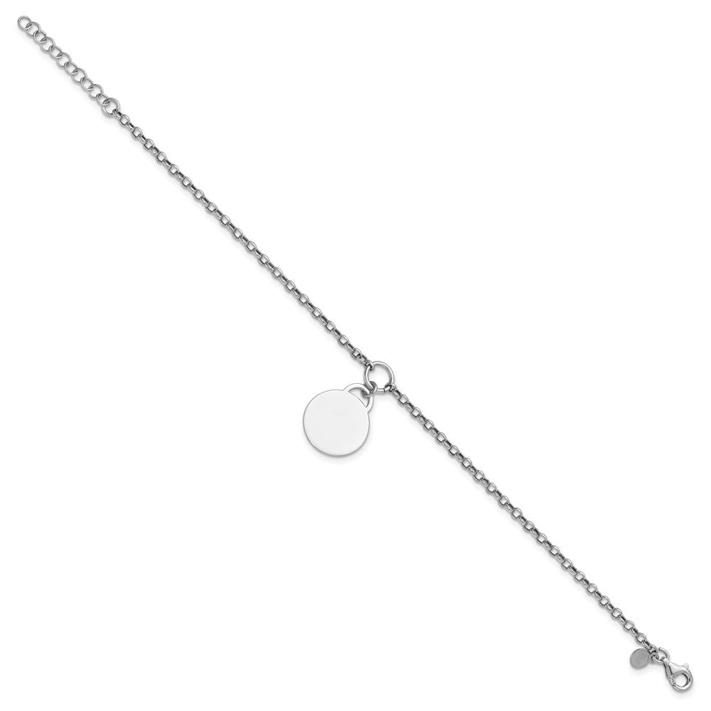 Sterling Silver Rhodium-plated Polished 7 inch with 1 inch extender Round Disc Bracelet QG6936-7