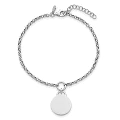 Sterling Silver Rhodium-plated Polished 7 inch with 1 inch extender Round Disc Bracelet QG6936-7