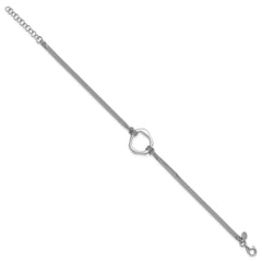 Sterling Silver Rhodium-plated Polished 7 inch with 1 inch extender Abstract 2-Strand Bracelet QG6937-7