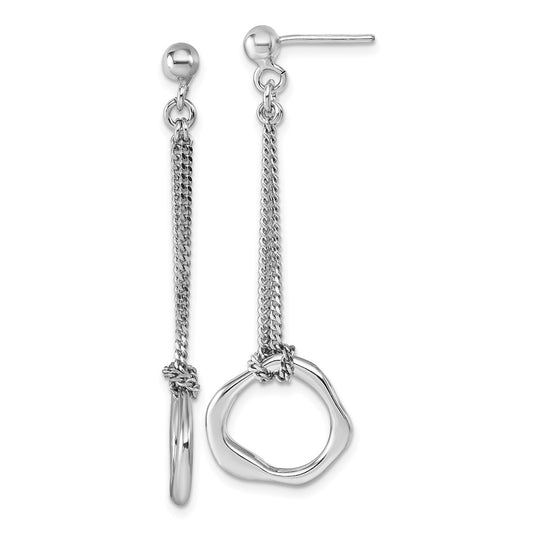 QG6937E Sterling Silver Rhodium-plated Polished Abstract Chain Dangle Post Earrings