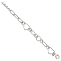 Sterling Silver Polished Triangle Round and Oval Link 8 inch with 1 inch extender Bracelet QG6938-8