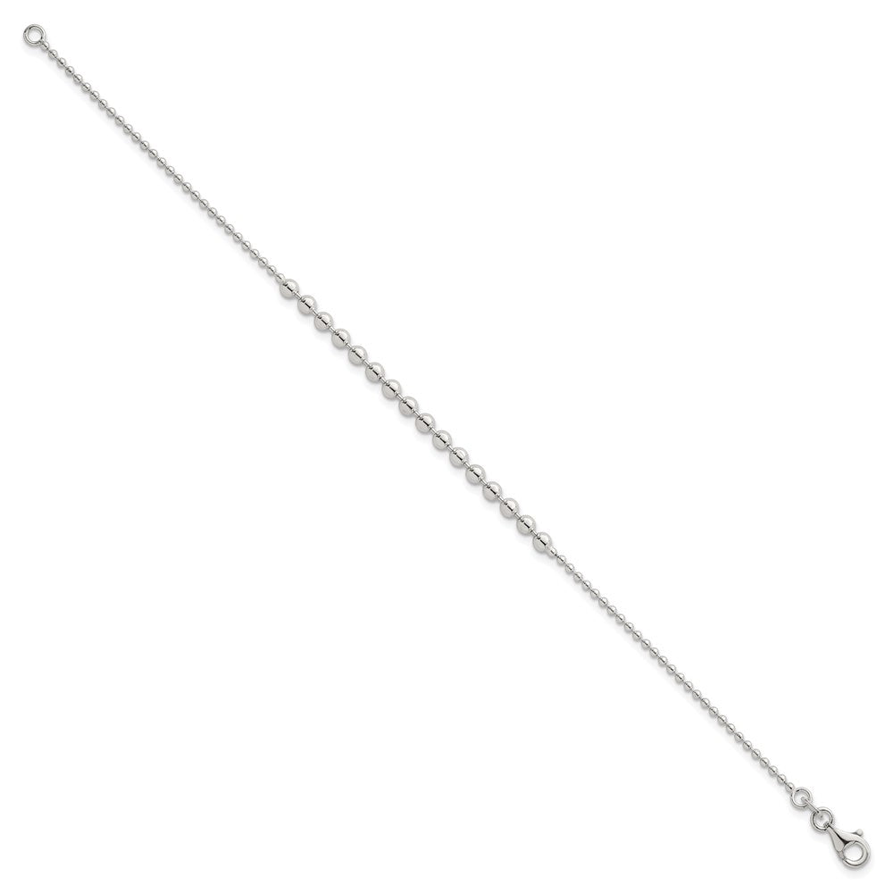 Sterling Silver Polished Center Beaded 7.5 Inch Bracelet QG6943-7.5