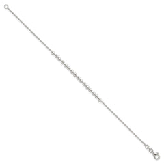 Sterling Silver Polished Center Beaded 7.5 Inch Bracelet QG6943-7.5