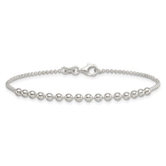 Sterling Silver Polished Center Beaded 7.5 Inch Bracelet QG6943-7.5