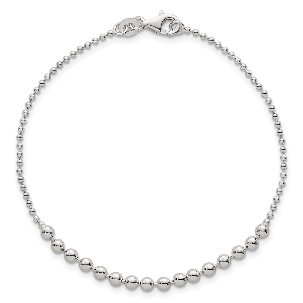 Sterling Silver Polished Center Beaded 7.5 Inch Bracelet QG6943-7.5
