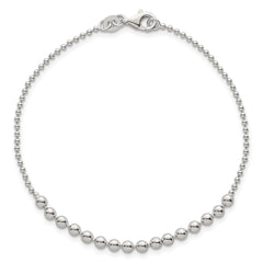 Sterling Silver Polished Center Beaded 7.5 Inch Bracelet QG6943-7.5