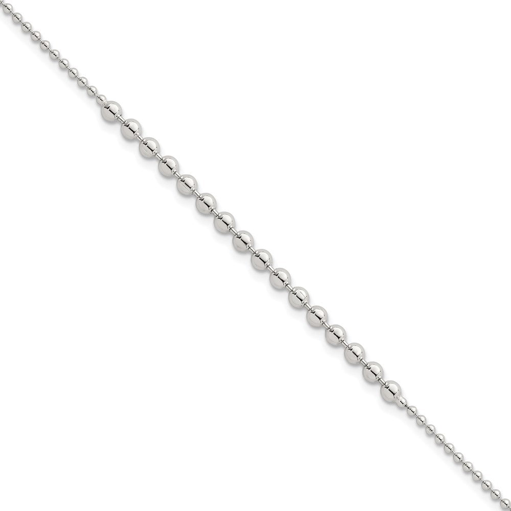 Sterling Silver Polished Center Beaded 7.5 Inch Bracelet QG6943-7.5