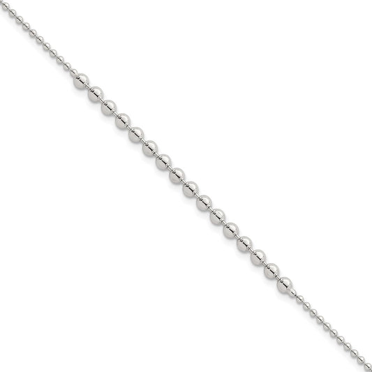 Sterling Silver Polished Center Beaded 7.5 Inch Bracelet QG6943-7.5