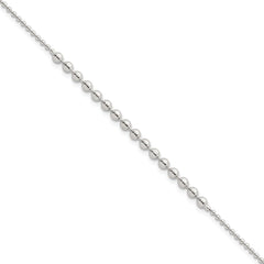 Sterling Silver Polished Center Beaded 7.5 Inch Bracelet QG6943-7.5