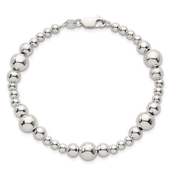 Sterling Silver Polished and Multi-Size Beads 7.5 Inch Bracelet QG6944-7.5