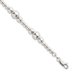 Sterling Silver Polished and Multi-Size Beads 7.5 Inch Bracelet QG6944-7.5