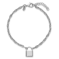 Sterling Silver Rhodium-plated 7 inch with 1 inch extender Lock Bracelet QG6965-7