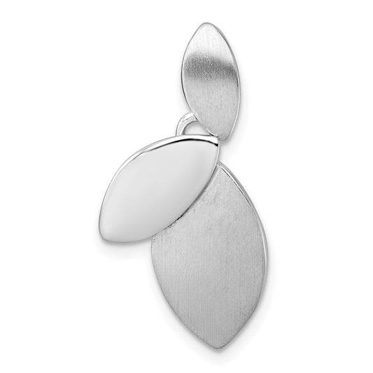 Sterling Silver Rhodium-plated Brushed and Polished Fancy Leaves Chain Slide Pendant QG6969P