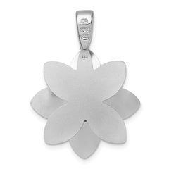 Sterling Silver Rhodium-plated Polished Brushed and Textured Flower Pendant QG6974P