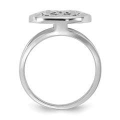 Sterling Silver Rhodium-plated Polished Filigree Mother of Pearl Filigree Circle Size 6 Ring