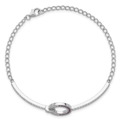 Sterling Silver Rhodium-plated White and Red CZ Open Circle 7.25 inch Bracelet QG7002-7.25