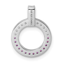 Sterling Silver Rhodium-plated White and Red CZ Open Circle Pendant QG7002P