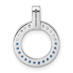 Sterling Silver White and Black Rhodium-plated White and Blue CZ Open Circle Pendant QG7003P