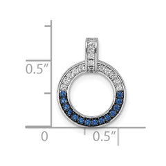 Sterling Silver White and Black Rhodium-plated White and Blue CZ Open Circle Pendant QG7003P