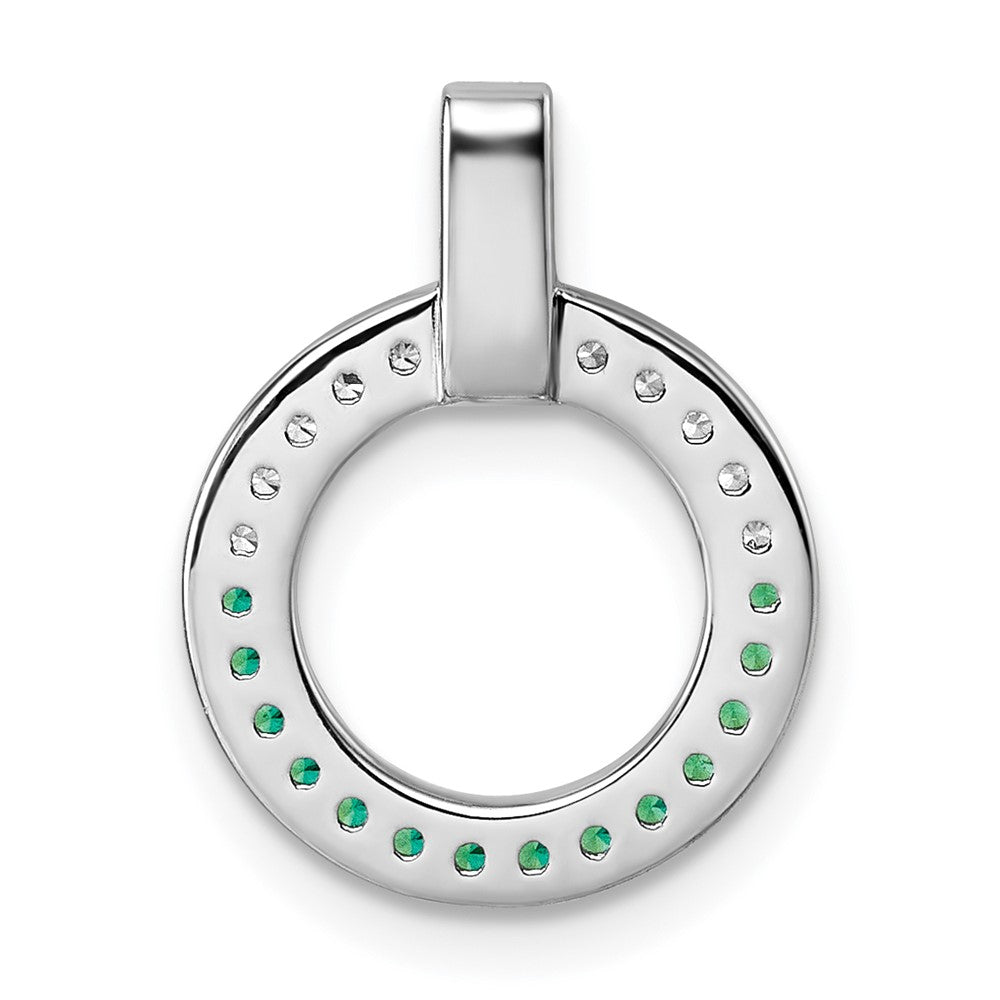 Sterling Silver Rhodium-plated White and Green CZ Open Circle Pendant QG7004P