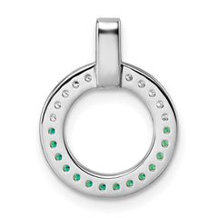 Sterling Silver Rhodium-plated White and Green CZ Open Circle Pendant QG7004P