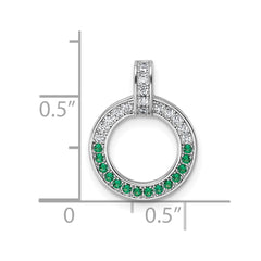 Sterling Silver Rhodium-plated White and Green CZ Open Circle Pendant QG7004P