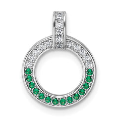 Sterling Silver Rhodium-plated White and Green CZ Open Circle Pendant QG7004P