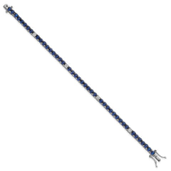 Sterling Silver Rhodium-plated Polished Round Blue and White CZ 7 Inch Bracelet QG7006-7