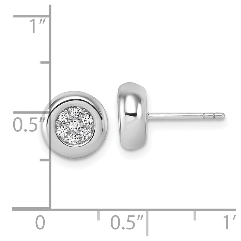 QG7103E Sterling Silver Rhodium-plated CZ Round Cluster Post Earrings