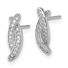 QG7127E Sterling Silver Rhodium-plated Polished Fancy CZ -X- Post Earrings
