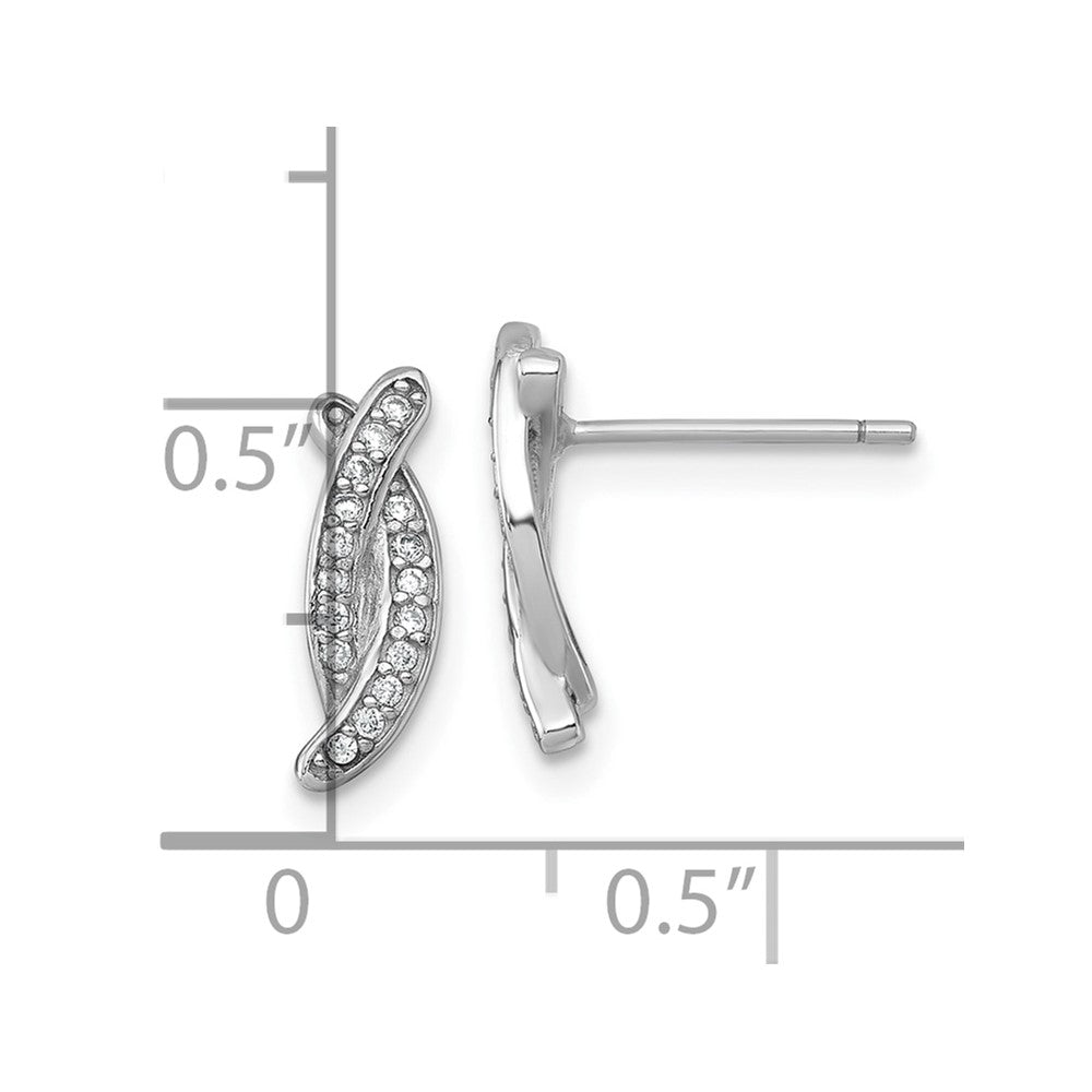 QG7127E Sterling Silver Rhodium-plated Polished Fancy CZ -X- Post Earrings