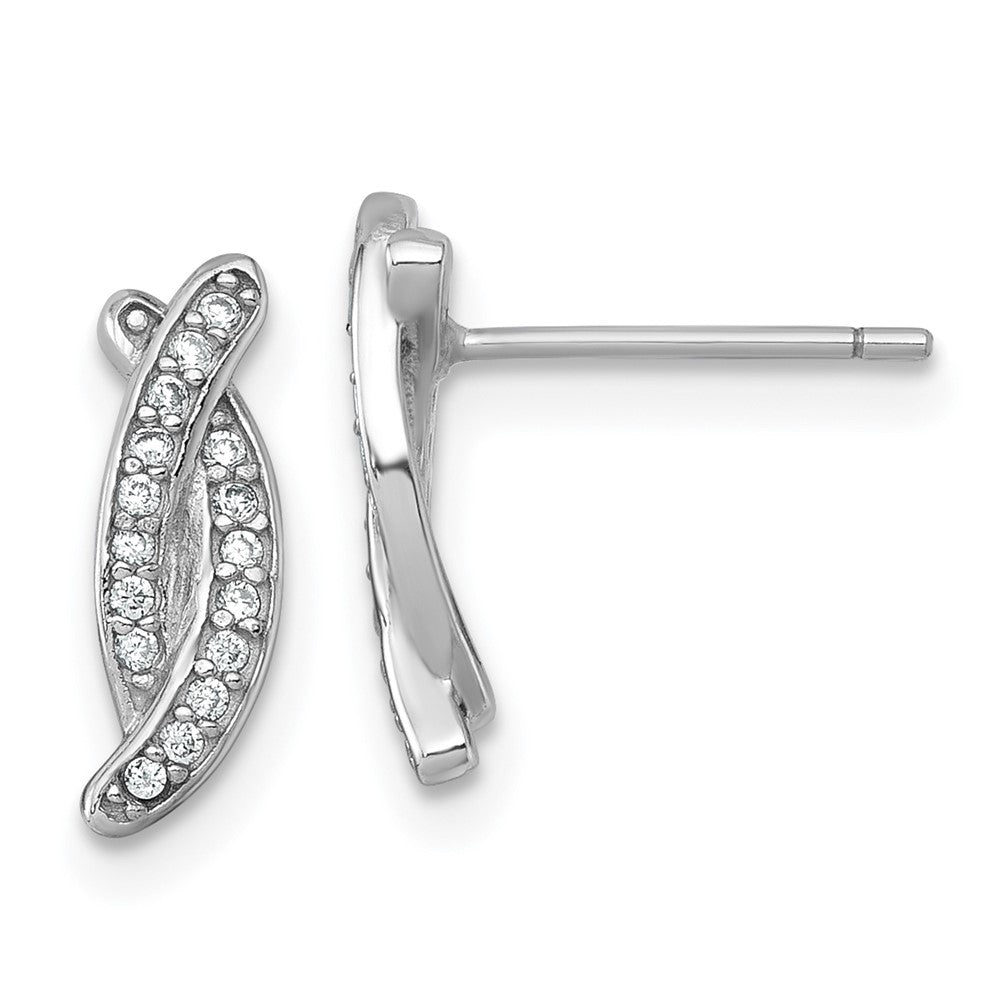 QG7127E Sterling Silver Rhodium-plated Polished Fancy CZ -X- Post Earrings