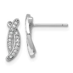 QG7127E Sterling Silver Rhodium-plated Polished Fancy CZ -X- Post Earrings