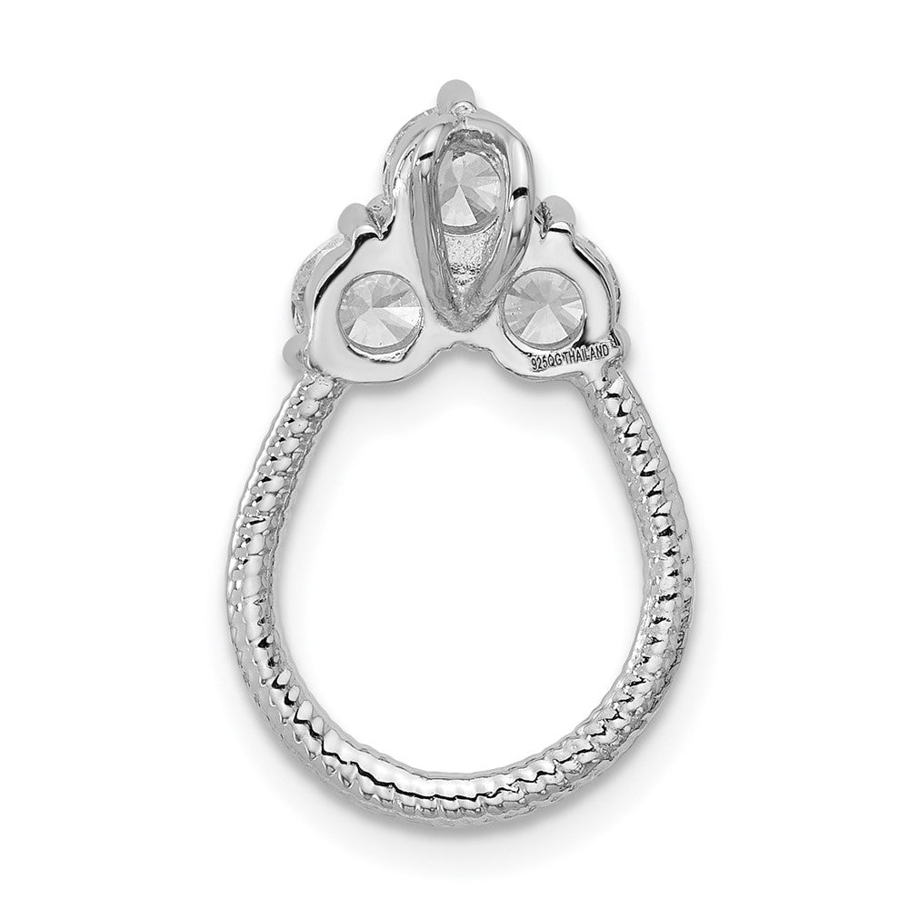Sterling Silver Rhodium-plated Three CZ Textured Loop Chain Slide Pendant QG7133P