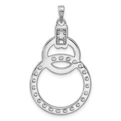 Sterling Silver Rhodium-plated Polished CZ Two Circle Pendant QG7135P