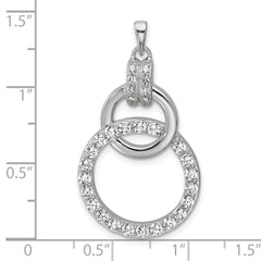 Sterling Silver Rhodium-plated Polished CZ Two Circle Pendant QG7135P