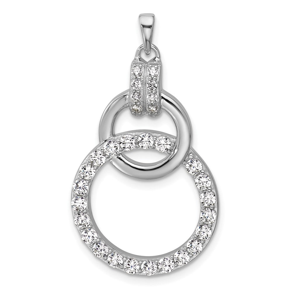Sterling Silver Rhodium-plated Polished CZ Two Circle Pendant QG7135P