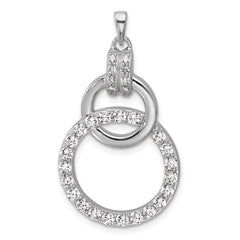 Sterling Silver Rhodium-plated Polished CZ Two Circle Pendant QG7135P