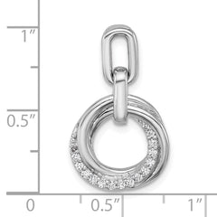 Sterling Silver Rhodium-plated Polished White CZ Circle Twist Pendant QG7136P