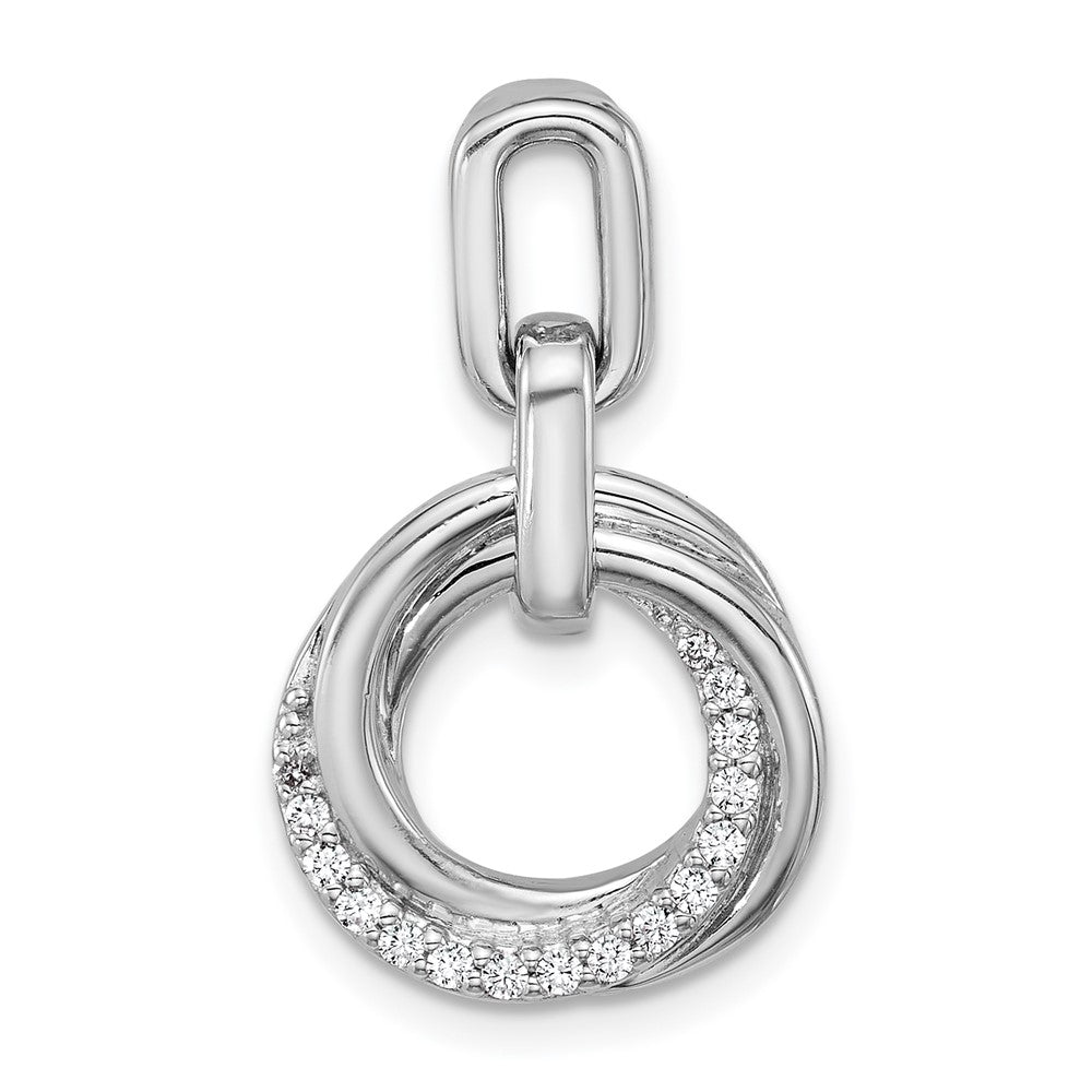 Sterling Silver Rhodium-plated Polished White CZ Circle Twist Pendant QG7136P
