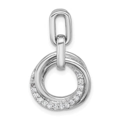 Sterling Silver Rhodium-plated Polished White CZ Circle Twist Pendant QG7136P