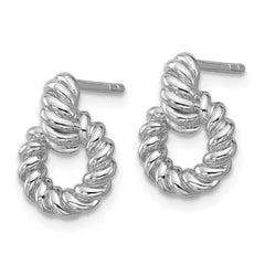 QG7137E Sterling Silver Rhodium-plated Polished Twisted Circle Post Earrings
