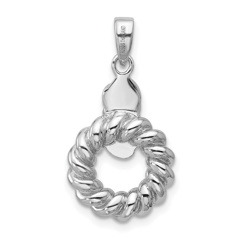 Sterling Silver Rhodium-plated Polished Twisted Circle Pendant QG7137P