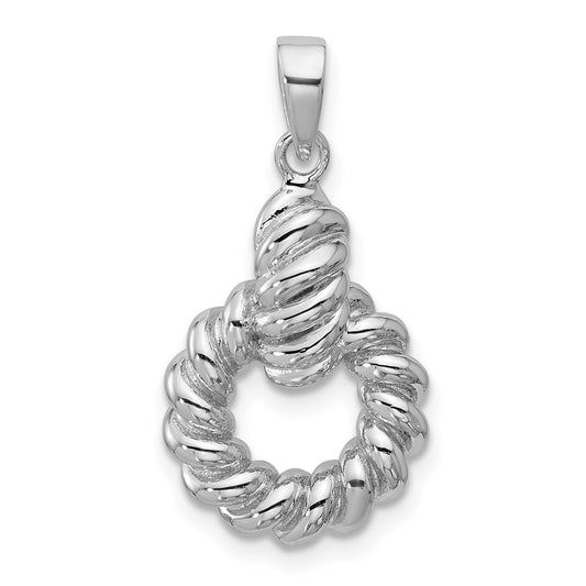 Sterling Silver Rhodium-plated Polished Twisted Circle Pendant QG7137P