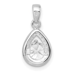 Sterling Silver Rhodium-plated Polished Round CZ Teardrop Pendant QG7138P
